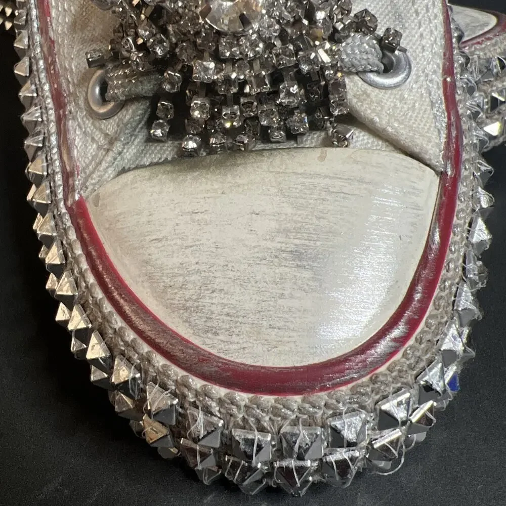 Nan-ku Couture White Jewel Studded Hi Top Sneakers Size 9.5 Tasseled Medallion - Picture 3 of 15